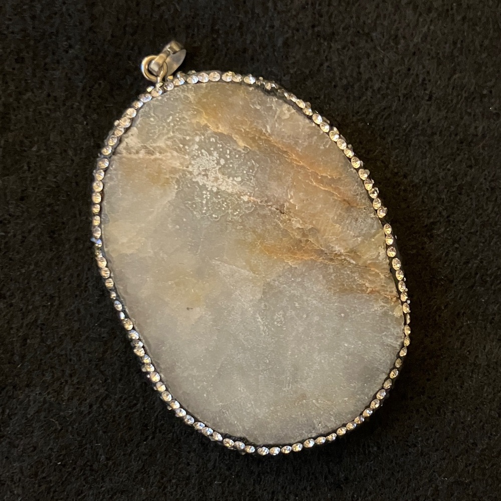 Unique Stone Pendant with Crystal Accents